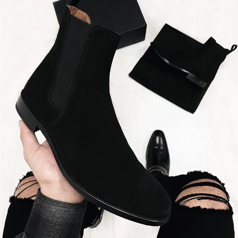 Mężczyźni Chelsea Boots wysokiej jakości męskie botki męskie Vinage klasyczna sukienka buty czarne brązowe biznesowe męskie buty Madehand