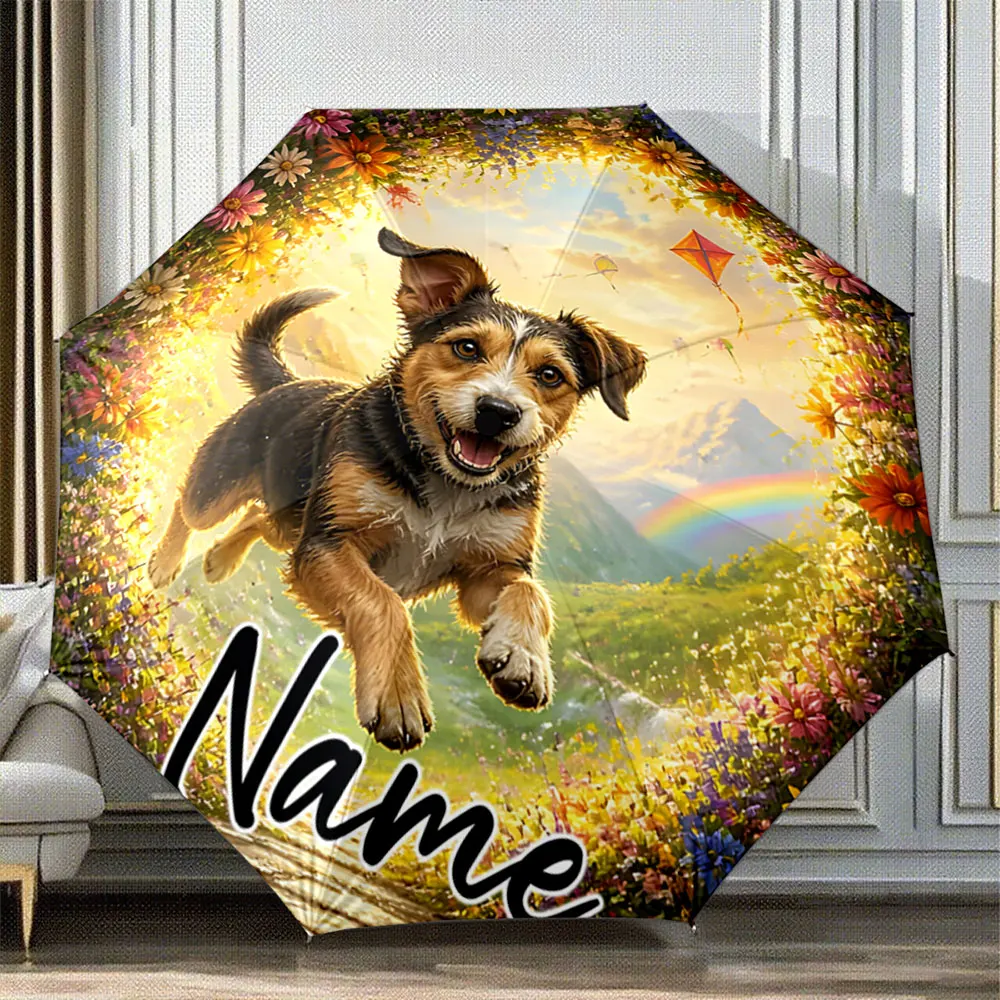 Custom Name Umbrella Jumping Jack Russell Terrier 8 Iron Ribs Folding Umbrella Auto-Open Fashion Sunshade