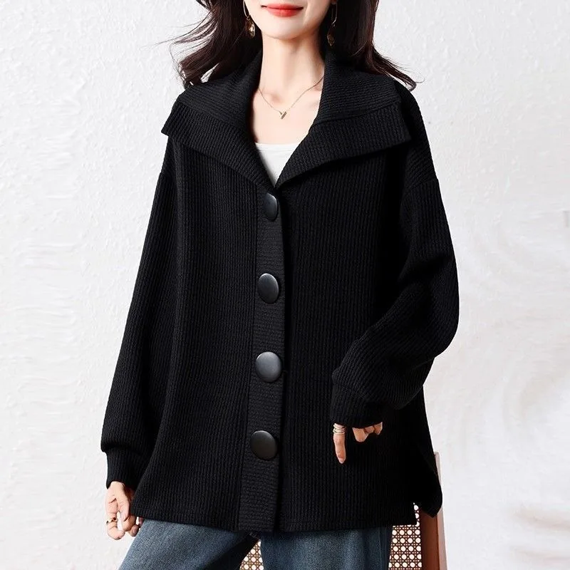 

Женская осенняя корейская мода в стиле ретро, однотонная куртка, кардиган в западном стиле, топ