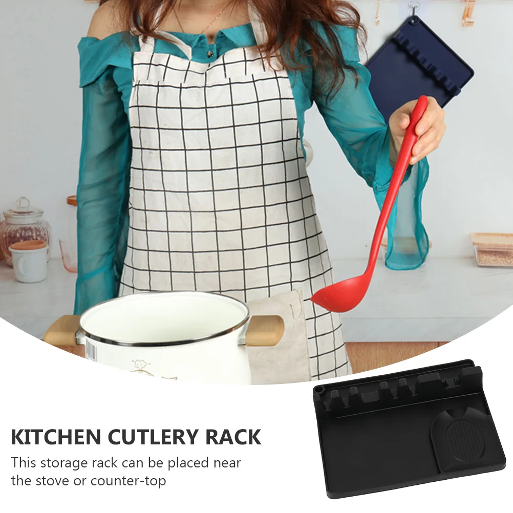 

1Pcs Silicone Spoon Rest Multipurpose Kitchen Cutlery Rack Non-Slip Spatula Storage Holder Convenient Space-Saving Ladle Spoon