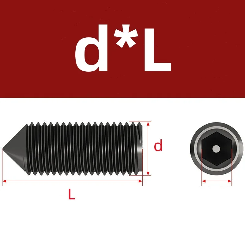 M3 M4 M5 M6 M8 M10 M12 DIN914 Black 304 Stianless Steel Hex Hexagon Allen Head Socket Screw Cone Point Grub End Bolt