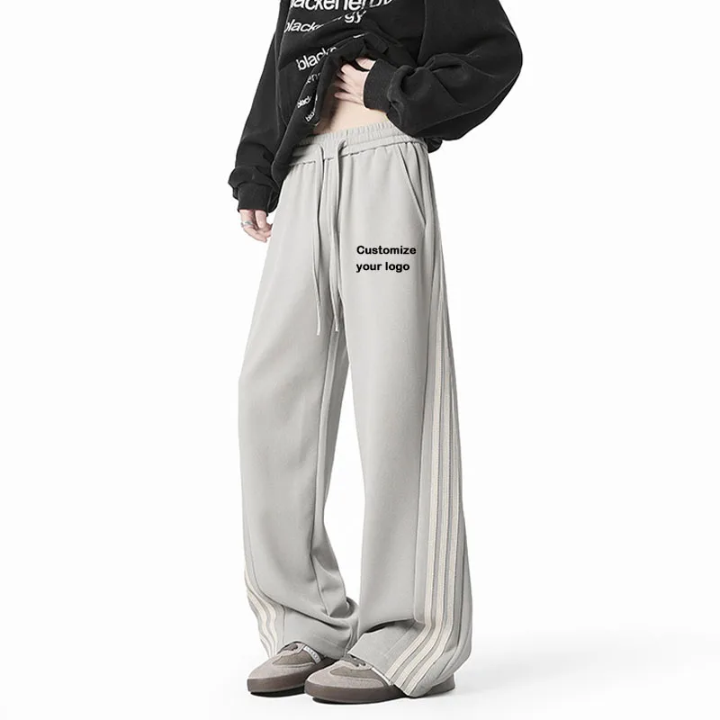 DIY customizes your logo sports pants, women's wide leg pants, casual and loose street style, size reference size chart