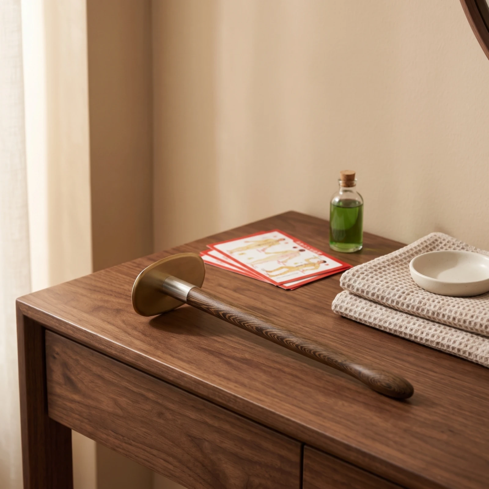 Gua Sha Scraper with Long Handle Rounded Body Gua Sha Tool with Handle Long-Handled Body Scraper Ergonomic for Home Spa