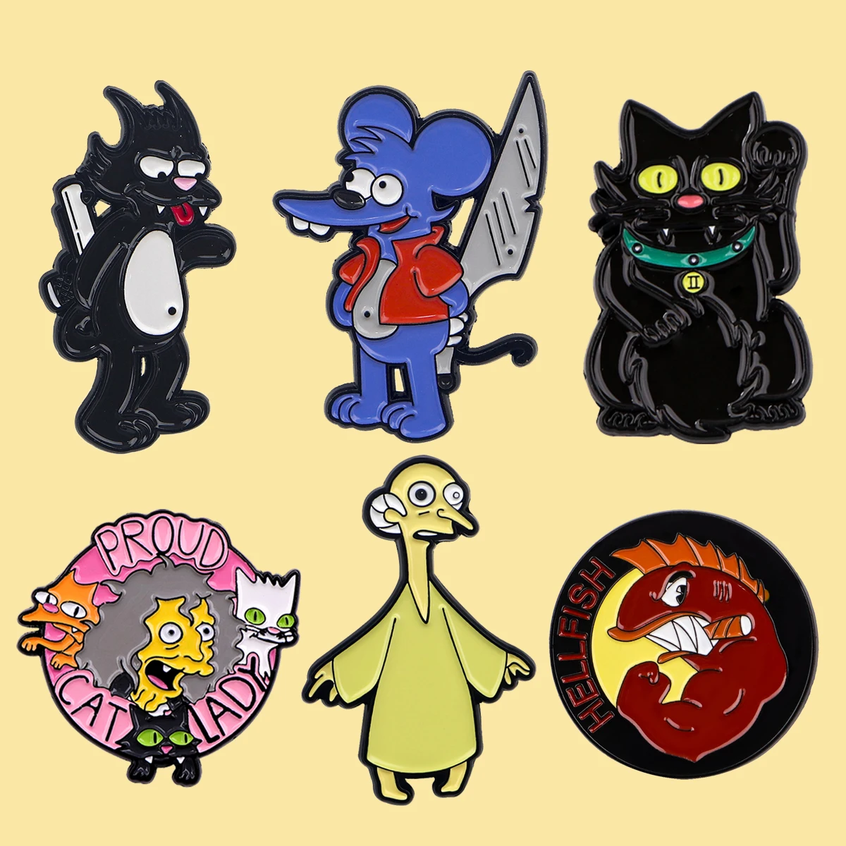 6-teiliges Set Klassische Anime-Familien-Emaille-Pins Lustige Cartoon-Charaktere Broschen TV-Show Anstecknadeln Kostüm-Schmuck Geschenk für Freunde – Detail 5