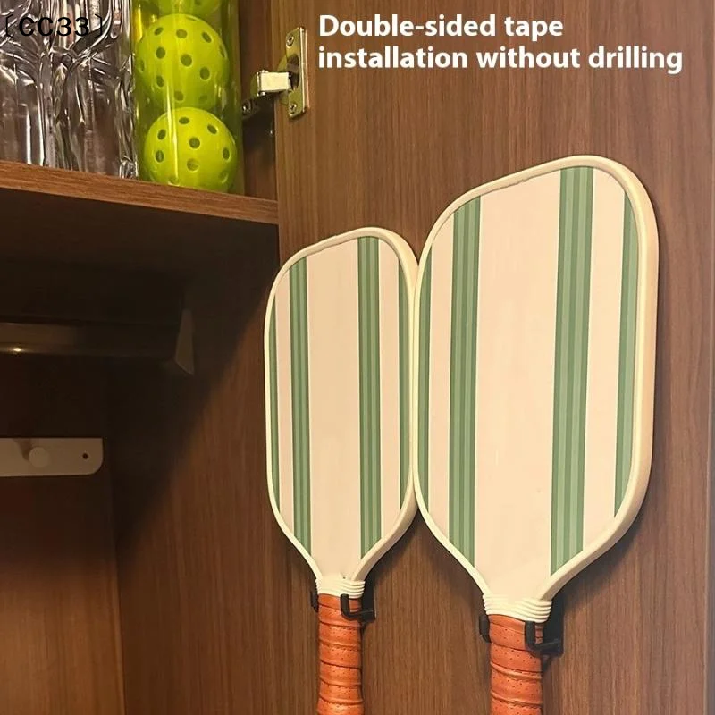 

2PCS Universal Pickleball Racket Holder Wall Mounted Racket Rack Stainless Steel Wall Hook Badminton Racket Holder〔CC33〕