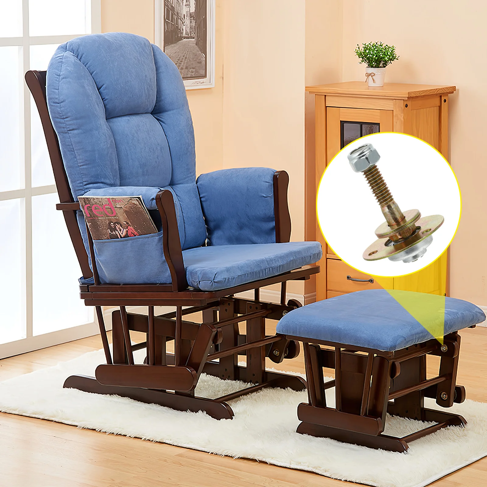 

4pcs Furniture Hardware Bearings Rocking Chair Parts Connecting Piece Screws Kits Replacement Furniture Rocking Chair Bearing
