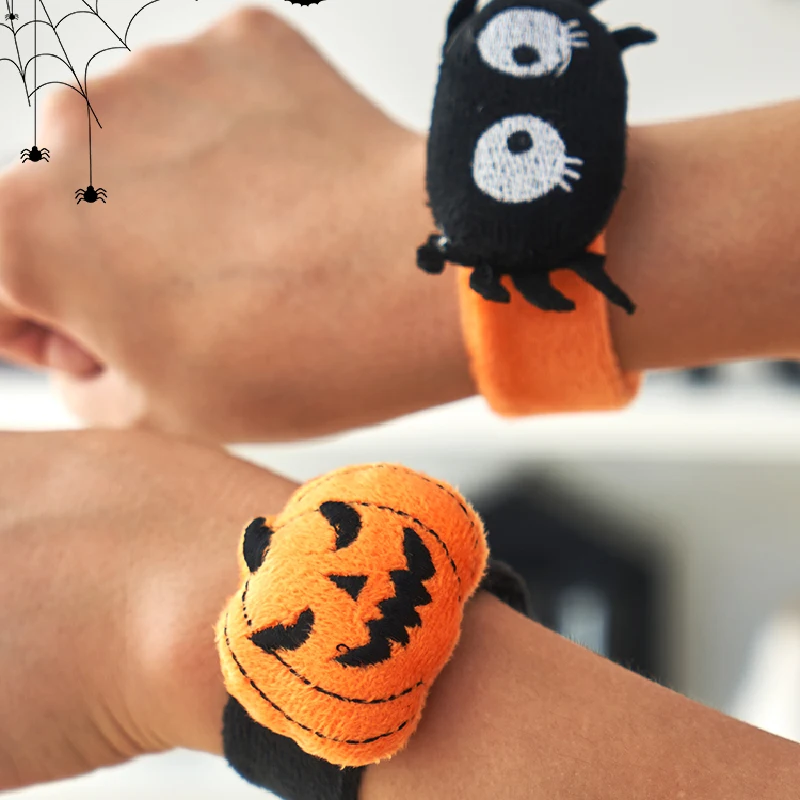 Halloween Bracelet Decorations Children's Adult Magic Bracelet Toy Pat Ring Spider Ghost Pumpkin Snap Ring Toy Gift Props