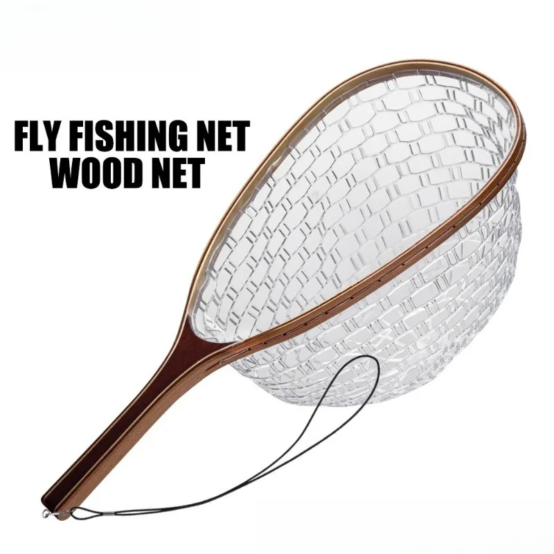Stream copy net solid wood handle fly luya rubber mesh belt missed rope quick drying
