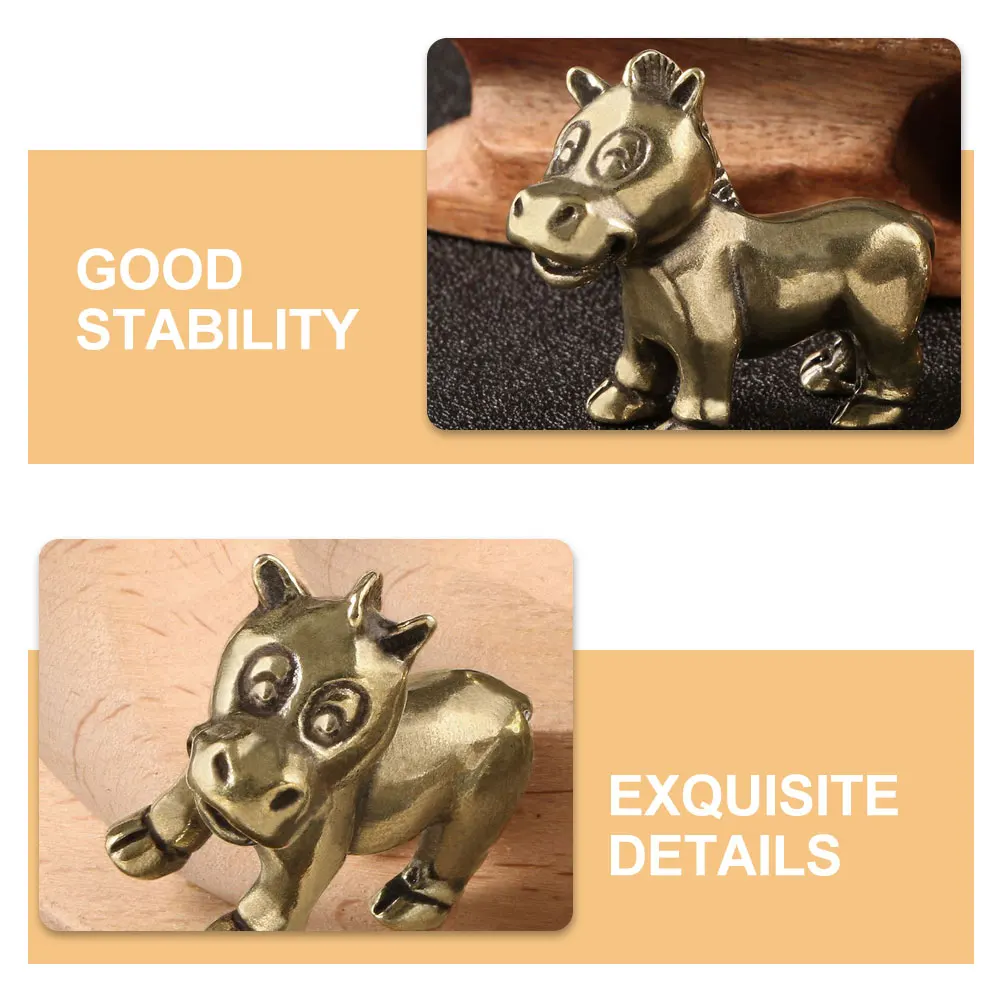 

Ornaments Desktop Horse Shaped Decor Brass Craft Statue Garden Miniature Bonsai