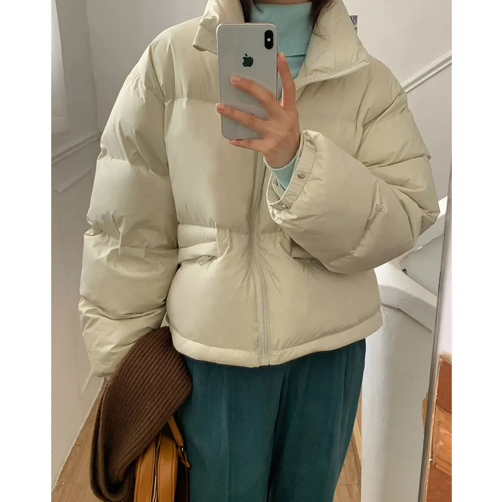 Korean Fashion New in Clothing Female Young Girl Loose Duck Down Coats Warm Winter Coat Short Feather Puffer Down Jacket Women