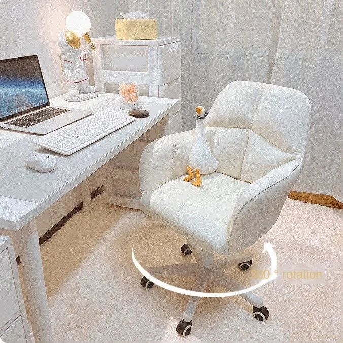 *Modern Cute Small Swivel Chair for Girls Fabric Learning Desk Chair for Home Study Bedroom Living