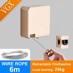 VGX Invisible Retractable Clothesline Stainless Steel Clothes Drying Rack Balcony Indoor Organiser Wire Rope Laundry Hanger Line