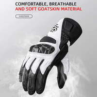 Retro Leather Motorcycle Gloves BSDDP-Compatible Touchscreen, Anti-Fall Shock-Absorbing, Carbon Fiber Shell, Motocross Riding