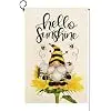 Hello Sunshine Summer Garden Flag Sunflower Gnome Bee Funny Flag 12.5 x 18 Inch Double Sided Burlap Yard Small Flag for Outs jjp