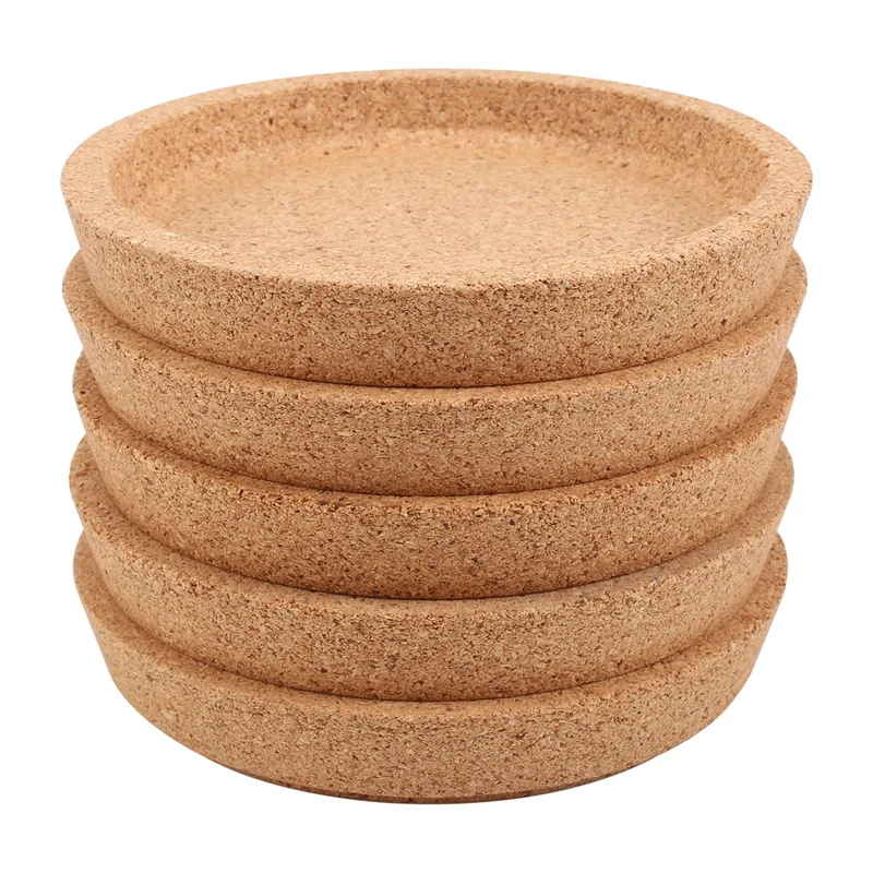 5 Pcs Cork Coaster For Beverage Coasters, Heat-Resistant Water Reusable Natural Round Coasters For Restaurants And Bars