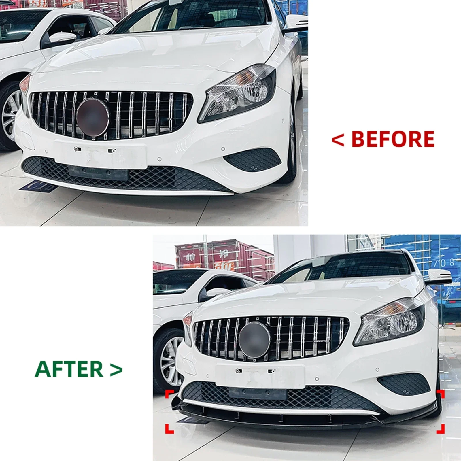 Front Lip Spoiler Splitter Body Kit Diffuser for Mercedes Benz A Class W176 2013-2015 Exterior Trim Canard Lip Car Accessories