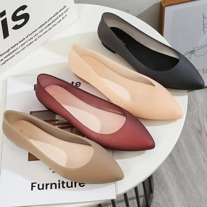 Nuove scarpe estive in gelatina da donna suola morbida antiscivolo scarpe da spiaggia a punta antiscivolo scarpe Nude impermeabili scarpe da pioggia