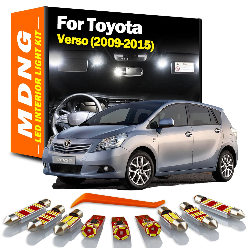 MDNG 10Pcs Canbus LED Interior Light Kit For Toyota Verso 2009 2010 2011 2012 2013 2014 2015 Car Led Bulbs No Error Accessories