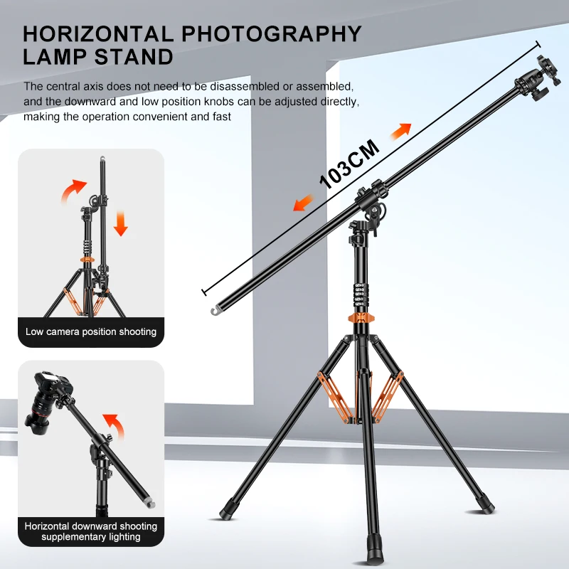 LS288T Desktop Holder Photography Tripod With Head Fill Light Stand Detachable 103CM Center Axis Photo Studio Accessories