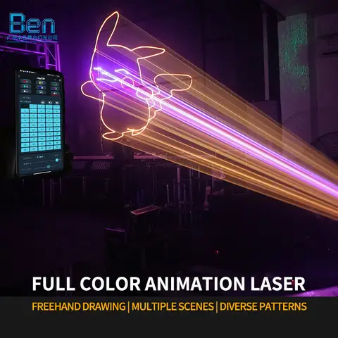 2w RGB Animation Scanner Laser Light DJ Party Pattern Projector 3D APP Control Laser Lights for Stage Wedding Party Event
