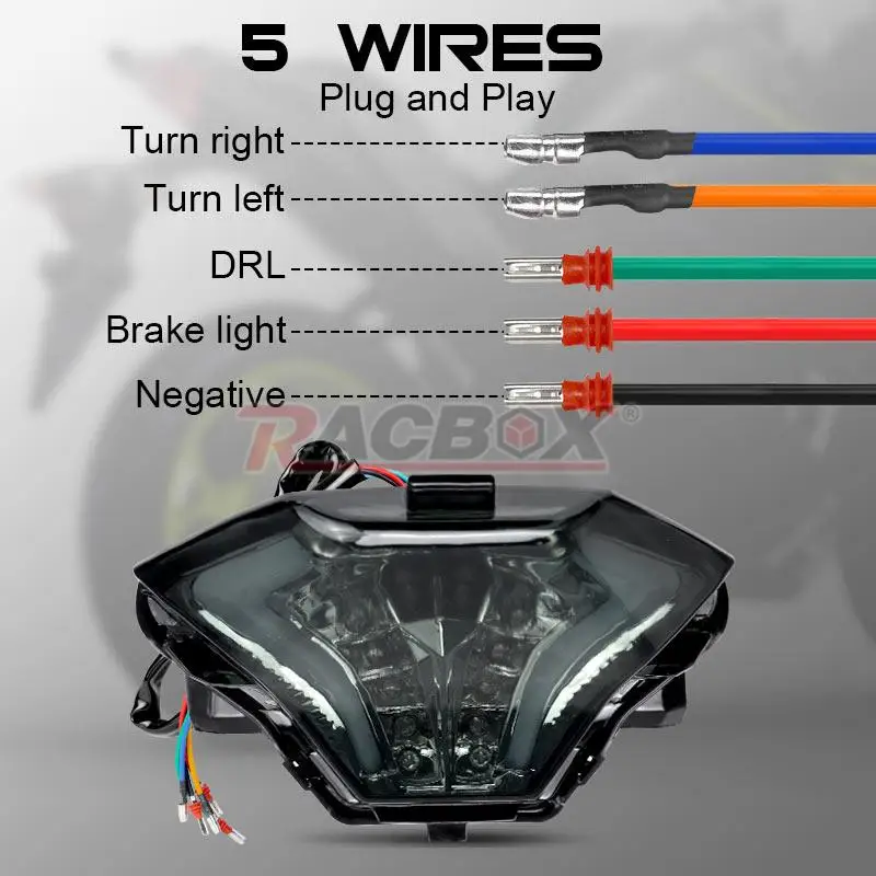 12V Motorcycle LED Tail Light For Yamaha MT07 FZ07 MT03 R3 R25 MT25 Rear Light Turn Signal Stop Lamp Red Yellow Lamp Accessories