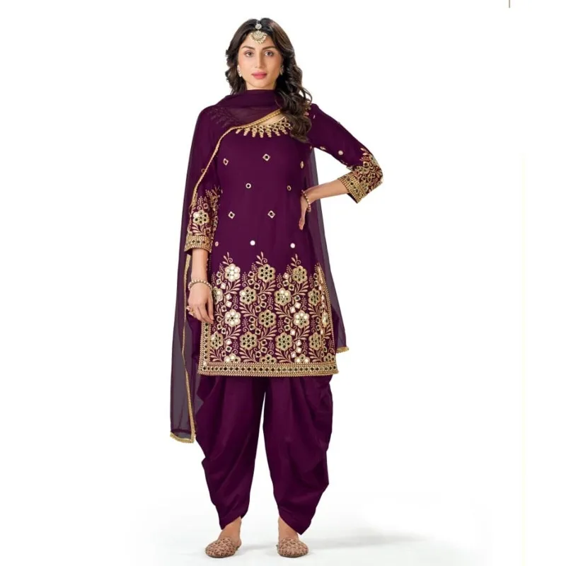 

Traditional Wear Salwar Kameez Patiyala Dress Women's Stitched Purple Color Suit