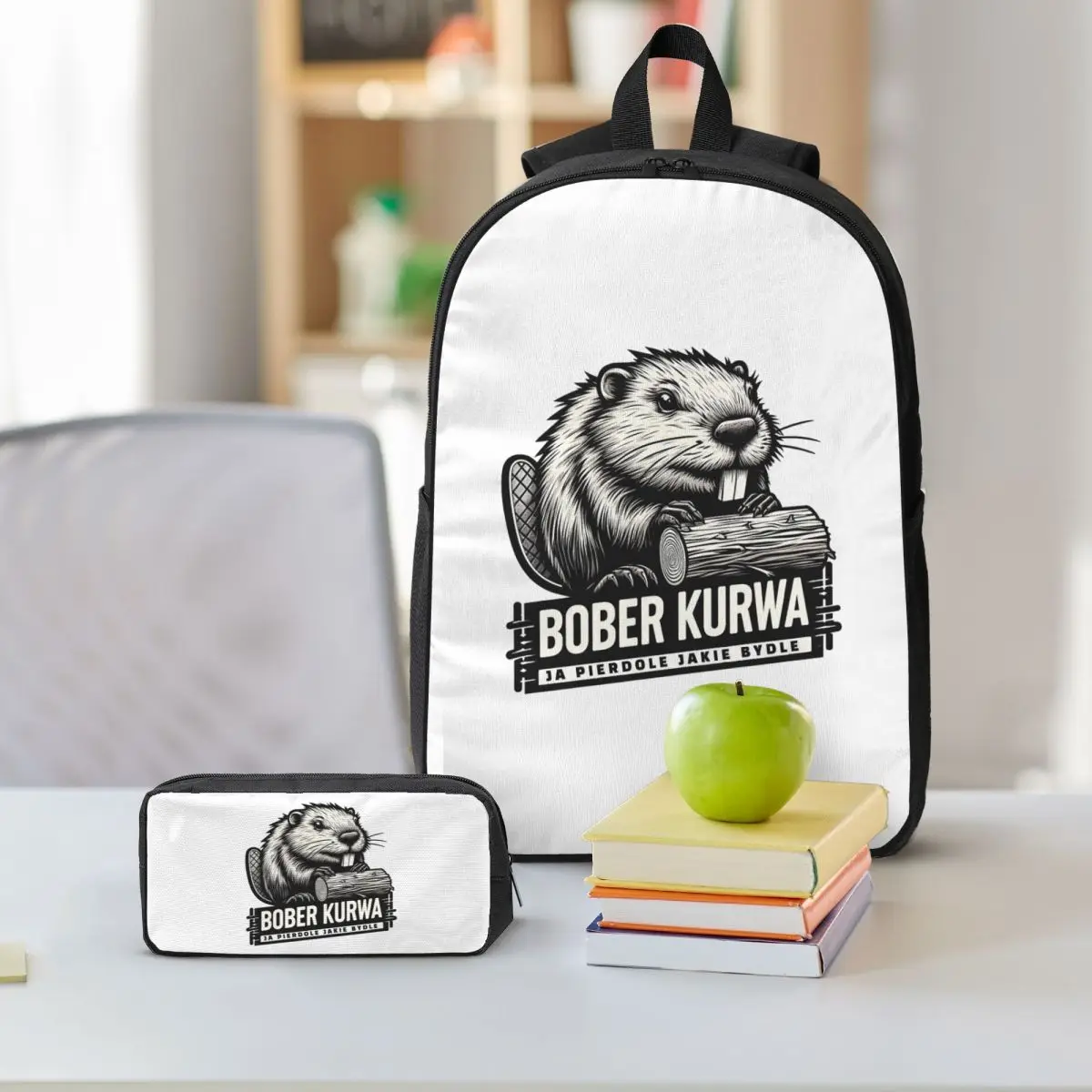 Poland Beaver Bober Polish Bobr Kurwa Backpack Student BookBag School Bag Shoulder Bags 3ps Insulated Lunch Bag Pencil Case