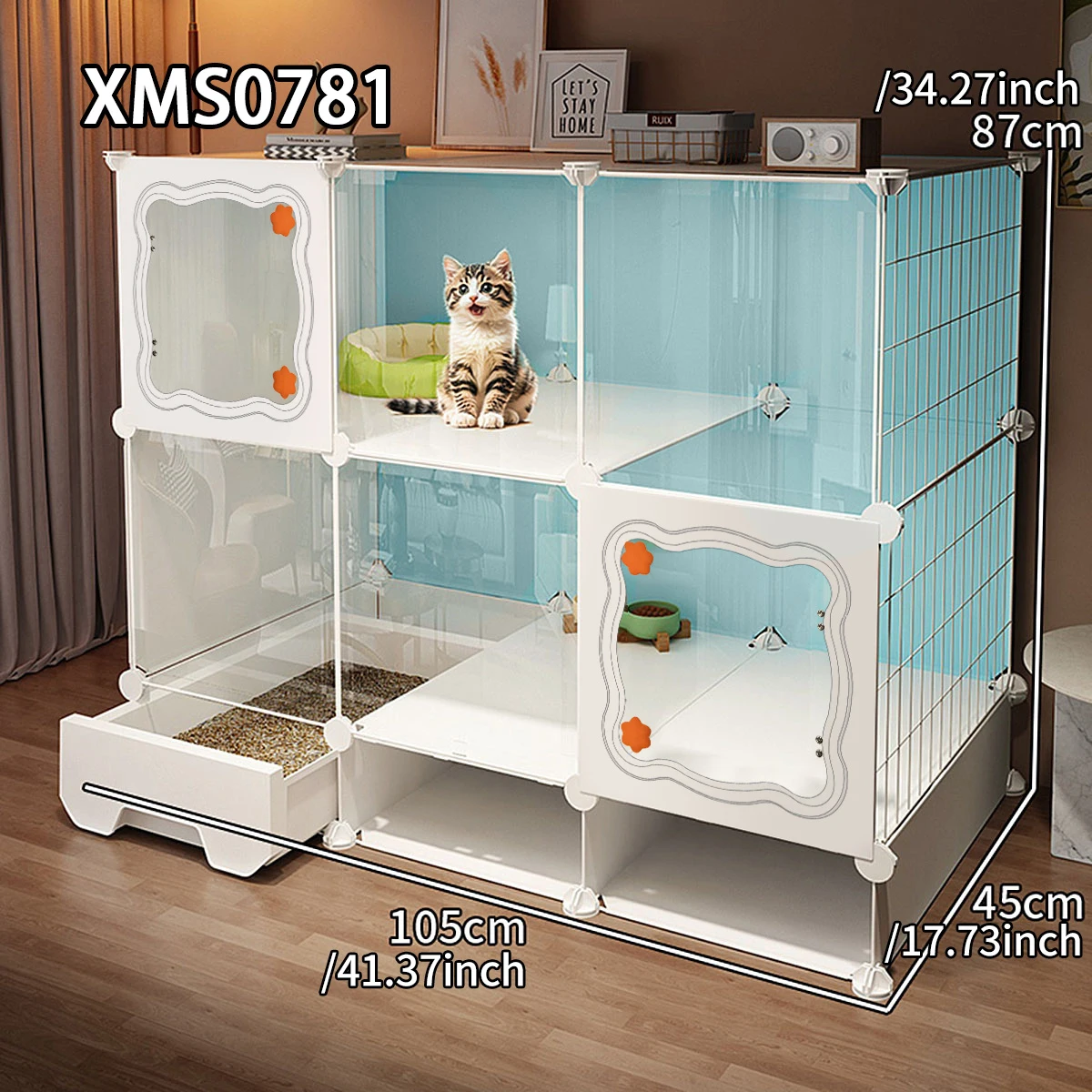 

Cat Cage with Toilet for Home Use, Indoor One-Bedroom, One-Living Room, One-Bathroom Cat Villa, Does Not Take up Much Space, Small Cat Cabinet with Drawer-Type Litter Box