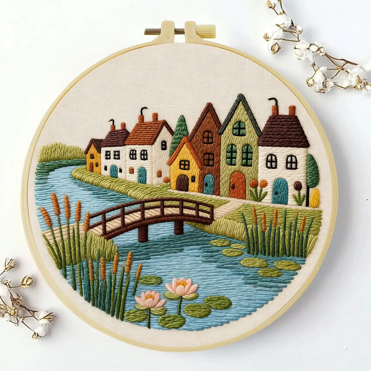 1 Stück 20X20CM/15X15CM 7,87/6,3 Zoll Fluss-Stickerei-Starter-Kit DIY-Kit DIY-Stickerei-Set Handarbeiten Nadelkunst Nähkunst – Detail 2