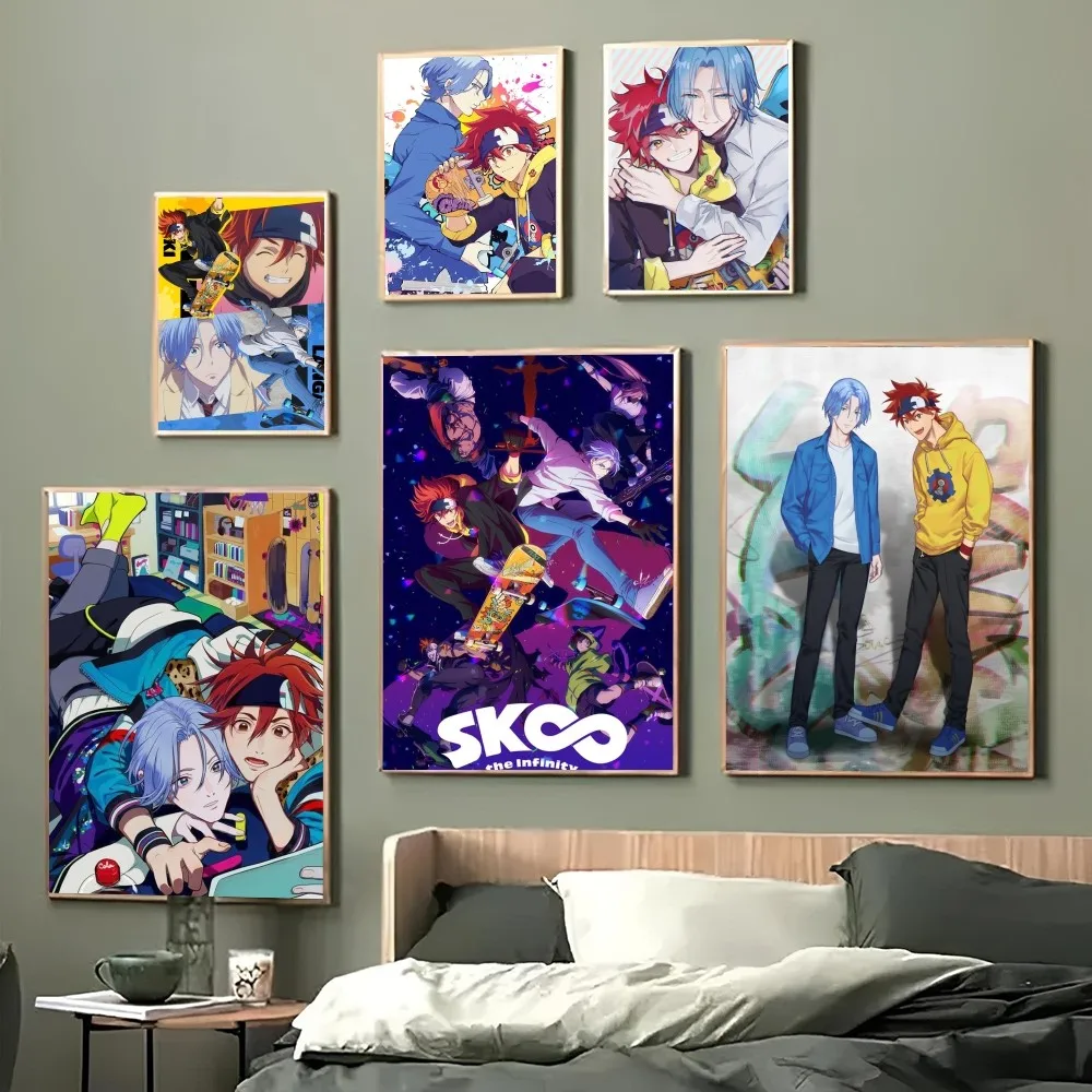 1PC Anime Cool Boy S-Sk8 The Infinity Poster Self-adhesive Art Waterproof Paper Sticker Coffee House Bar Room Wall Decor