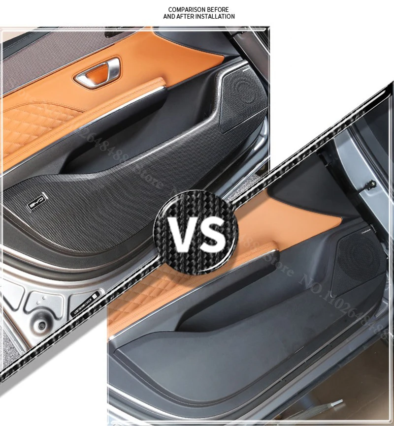 For BYD Han DM-i EV 2022-2026 Car Door Anti Kick Frame Carbon Fiber Pattern ABS Plastics Door Panel Protective Cover Stickers