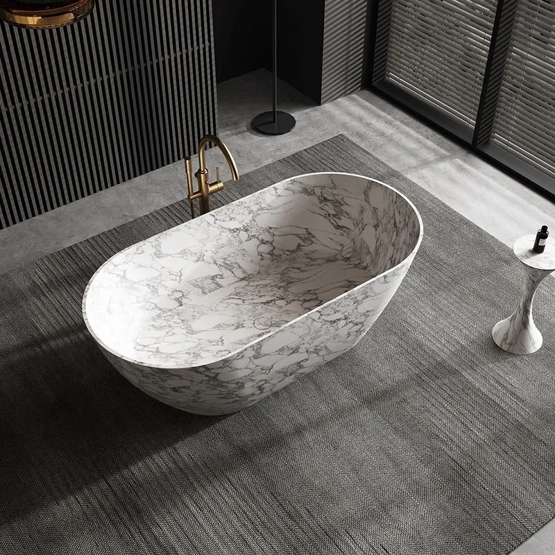 for Artificial Marble Bathtub Hotel B&B Independent Internet Celebrity Elliptical Line Bathtub Imitation Marble Pattern Home