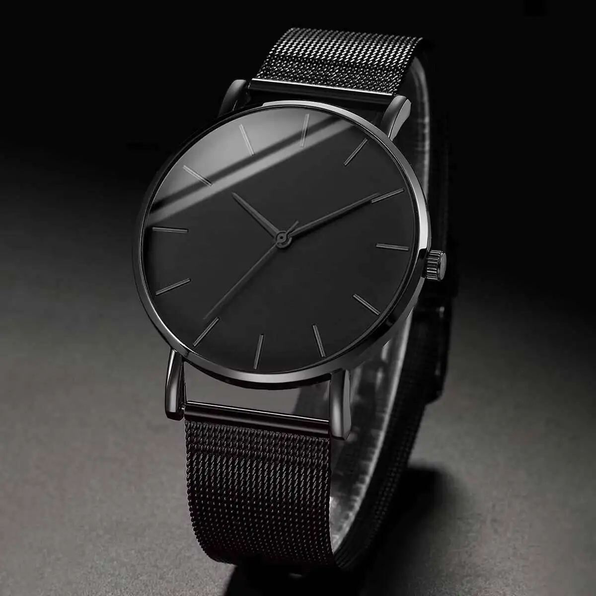 Fashion Ultra Thin Dial Men Quartz Watch Casual Mesh Band Analog Wristwatches Reloj Hombre