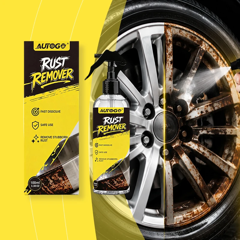 100ml Rust Remover Spray Fast Dissolve Stubborn Rust Oxidation Stains Safe Alloy Wheel Hubs Metal Parts Car Rim Cleaning Agent