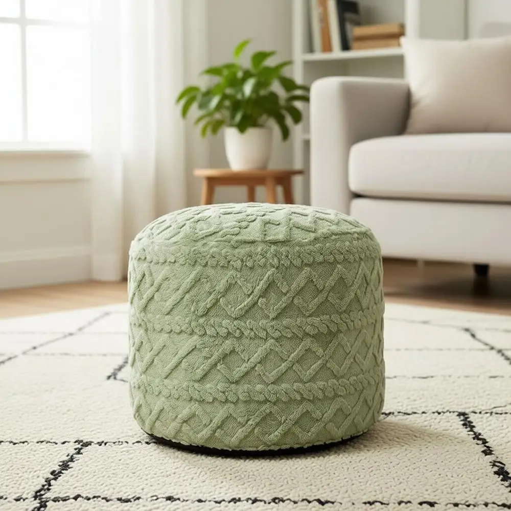 

Green Storage Ottoman with Padded Top, 20x15 Inches, Ideal for Living Room or Bedroom Decor