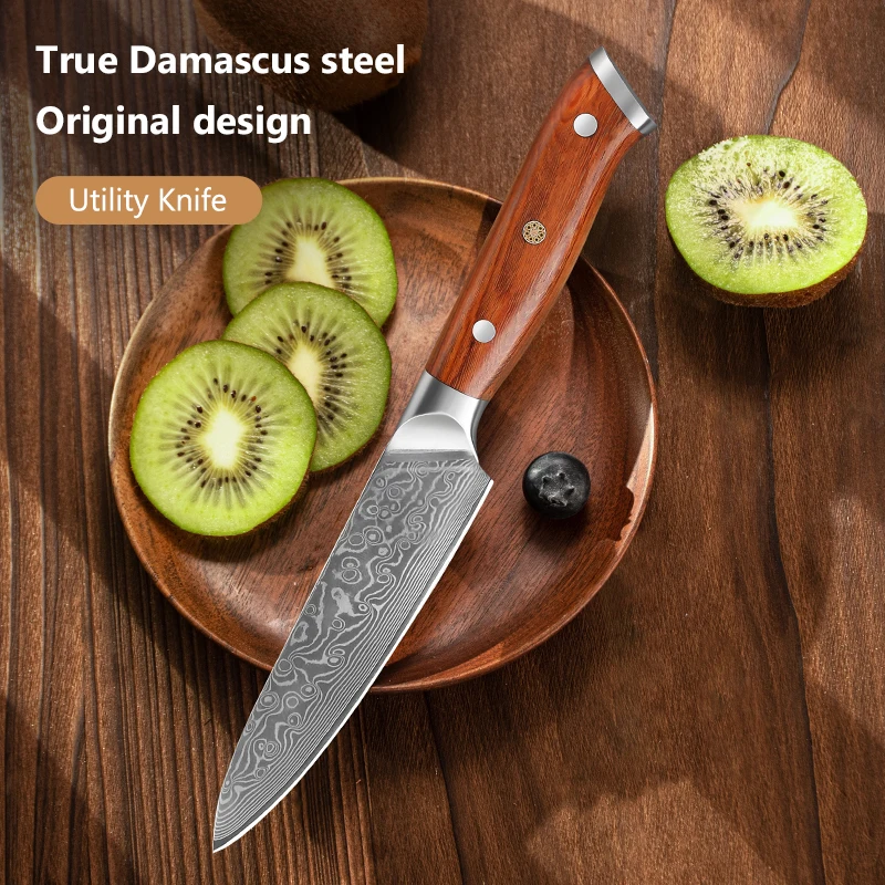 67 Layer Damascus Steel Super Sharp Chef Knife 5 inch Utility Knife Premium Kitchen Sharp Fruit Knife Kitchen Cooking Tools