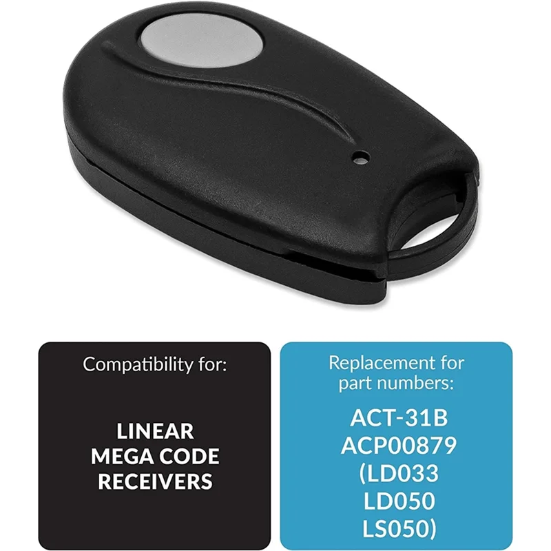 Paquete de 2 dígitos para control remoto de abridor de puerta de garaje lineal Megacode ACT-31B, Compatible con LD033, LD050