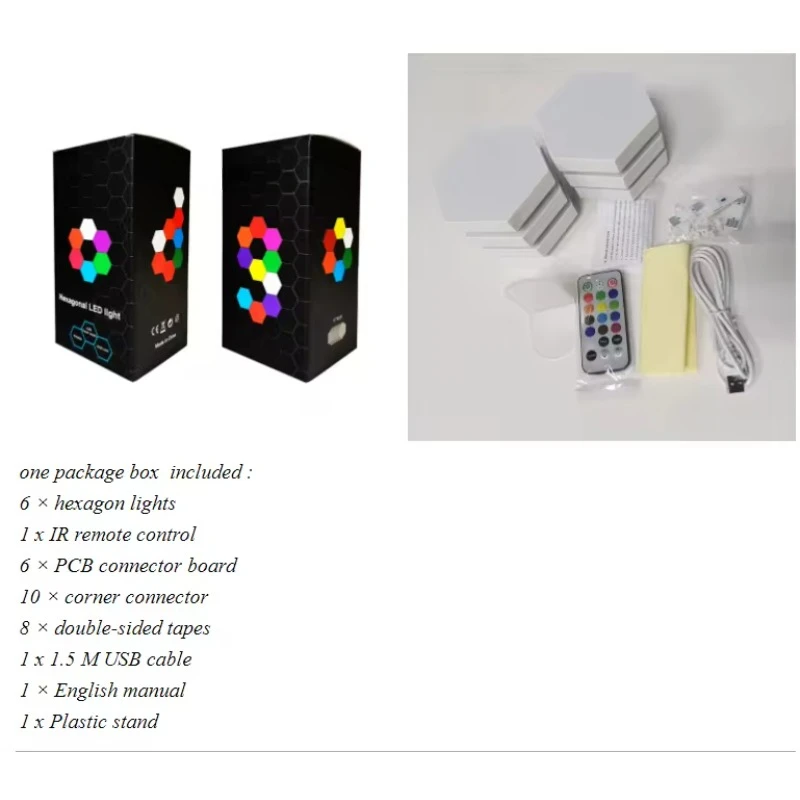 RGB Light Led Hexagonal Lamps Modular Sensitive Touch Hexagon Geometry Splicing Hex Honeycomb White Led Night