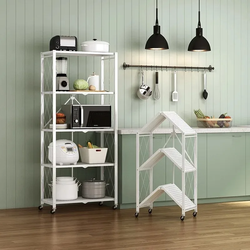 

Kitchen Rack Stainless Steel Storage Kitchen Cabinet Countertop Storage Rack Spice Wheeled Kitchen Cart