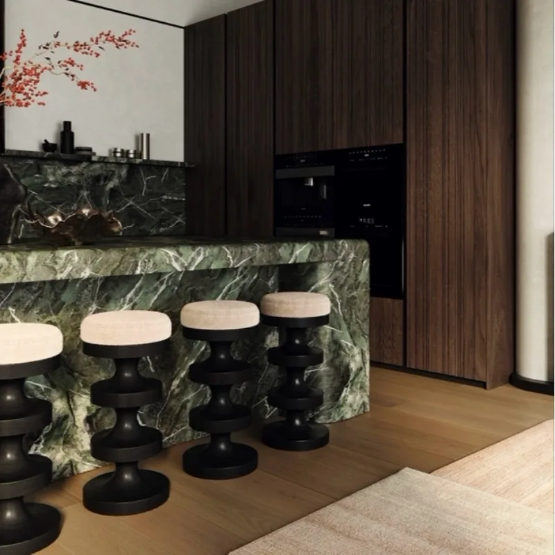 Modern Wood Bar Chairs Kitchen Luxury High Living Room Designer Restaurant Bar Stools Comfortable Taburete Alto Home Furniture