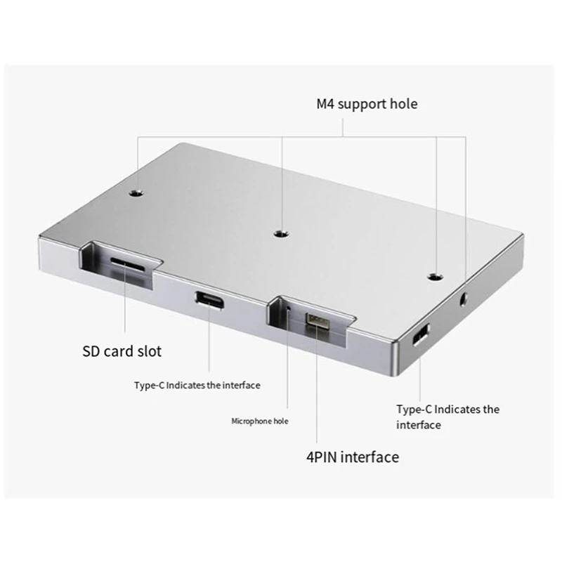 7 Inch IPS Display USB Chassis Secondary Screen RGB Atmosphere Screen 800X480 With Sound Pickup Function Silver Durable