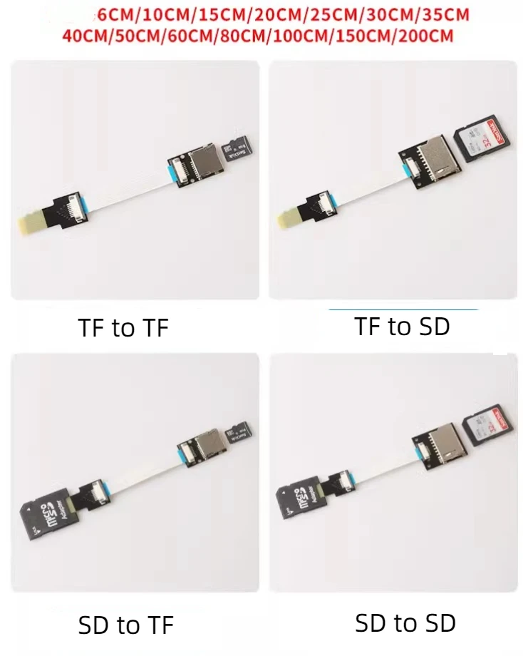 Câmera Navegação TF Memory Card Extension Cable, SD External Converter Card Reader