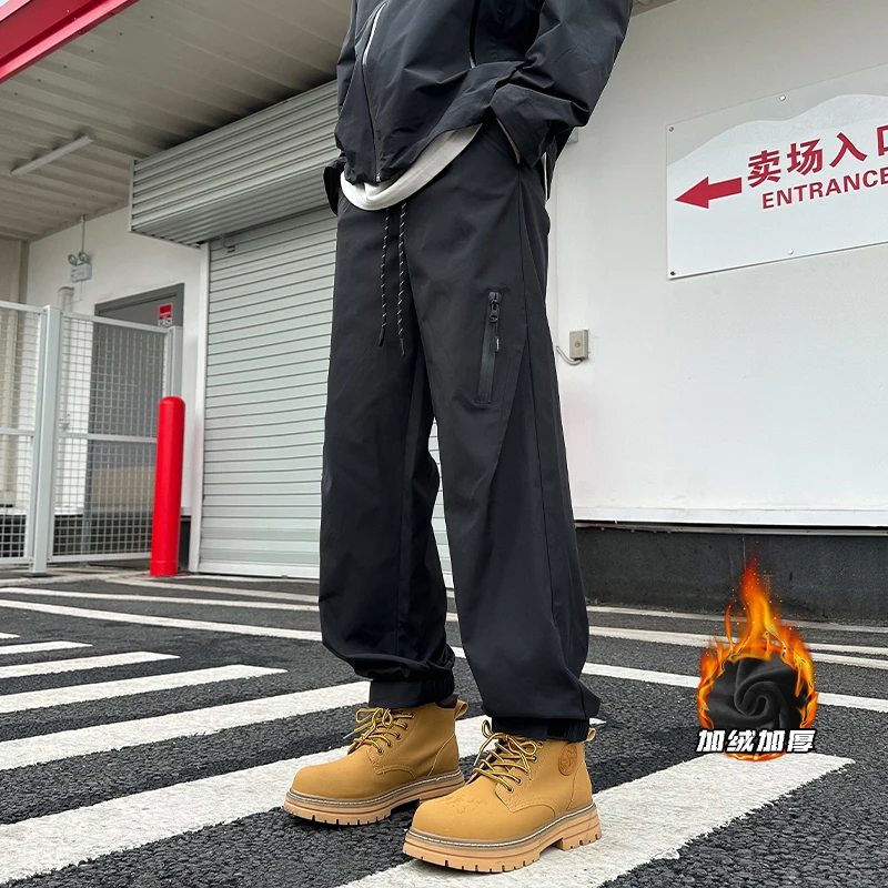 

Plus Size M-5XL Waterproof Jogger Pants for Men, Fleece Lined Thermal Windproof Ski Pants with Adjustable Waist Casual Bottoms