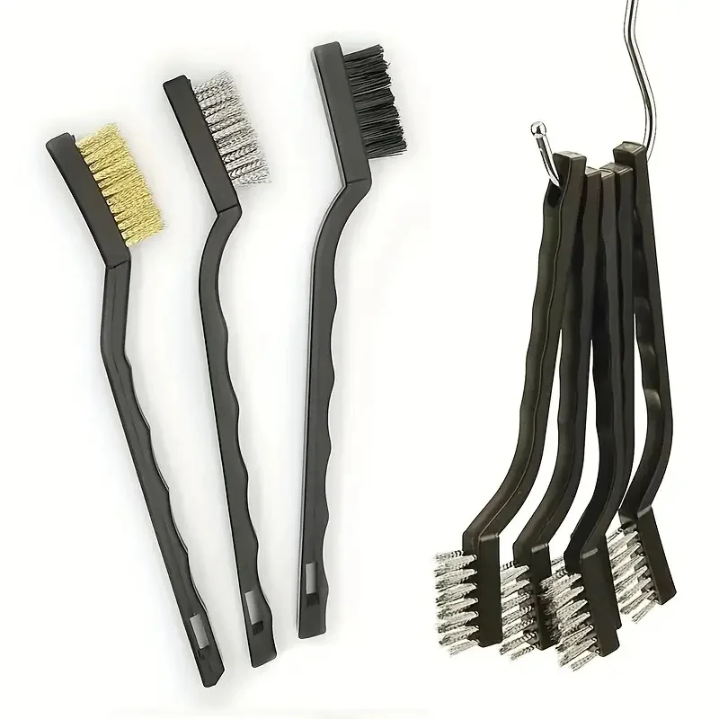 15pcs Wire Brush Set (Stainless Steel+Brass+Nylon) Curved Handle Brush Set For Cleaning, Welding Slag & Rust Removal image 5