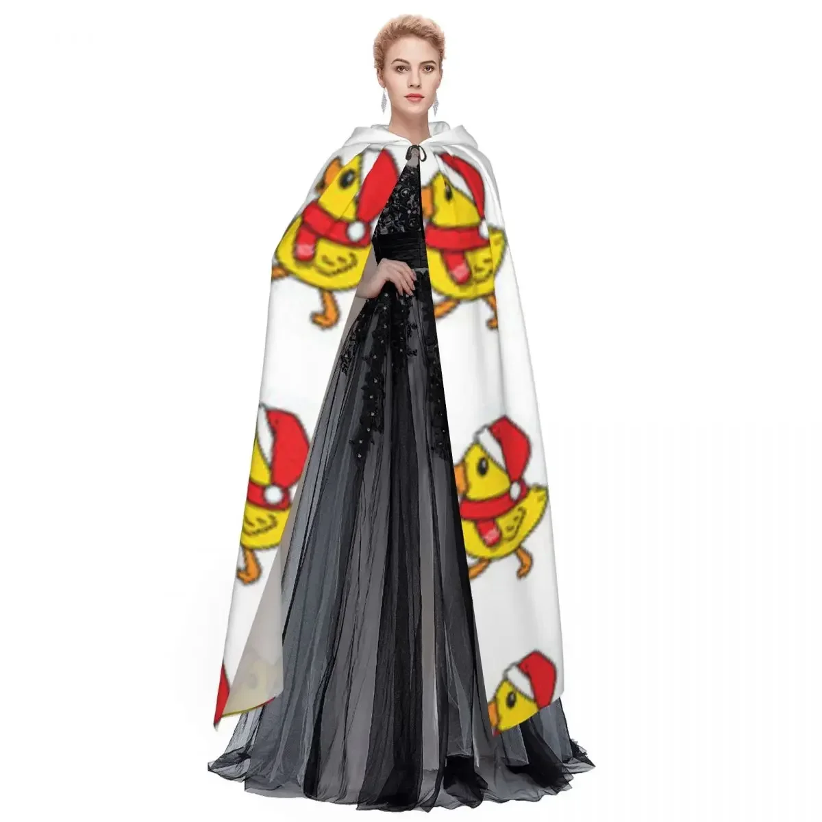 Kurtka z kapturem z motywem kaczki i świątecznym wzorem, kostium na Halloween, przebranie na cosplay, peleryna wampira, diabła, czarodzieja, szata na imprezę
