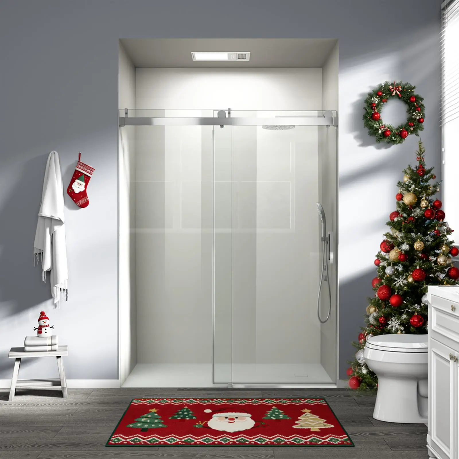 

Раздвижная стеклянная душевая дверь 60-дюймовая безрамная панель из закаленного стекла для современного декора ванной комнаты