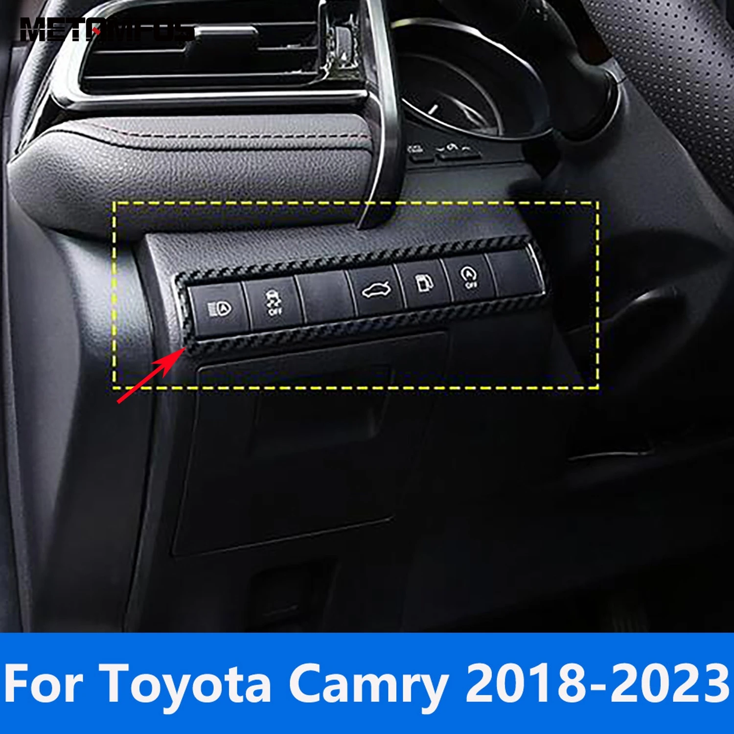 For Toyota Camry 2018-2021 2022 2023 Carbon Fiber Head Light Lamp Adjust Switch Panel Cover Trim Sticker Accessories Car Styling