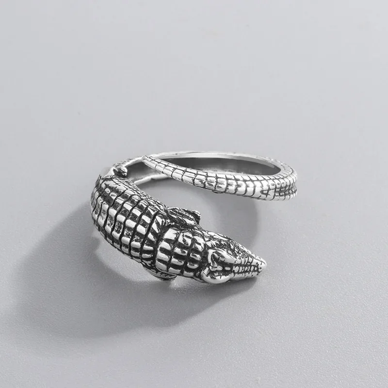 925 Sterling Silver Fashion Animal Crocodile Shape Ring for Women Men Retro Party Jewelry Punk Cool Accessories Wholesale