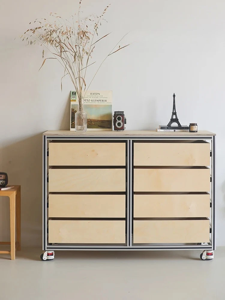 

Nordic Italian minimalist side cabinet living room dining room drawer storage cabinet removable storage chest