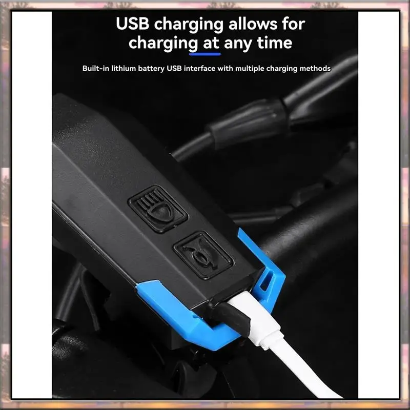 BAAZ أضواء الدراجة الساخنة USB شحن القرن أضواء ليلة ركوب الإضاءة دراجة هوائية جبلية المصابيح الأمامية معدات ركوب الدراجات
